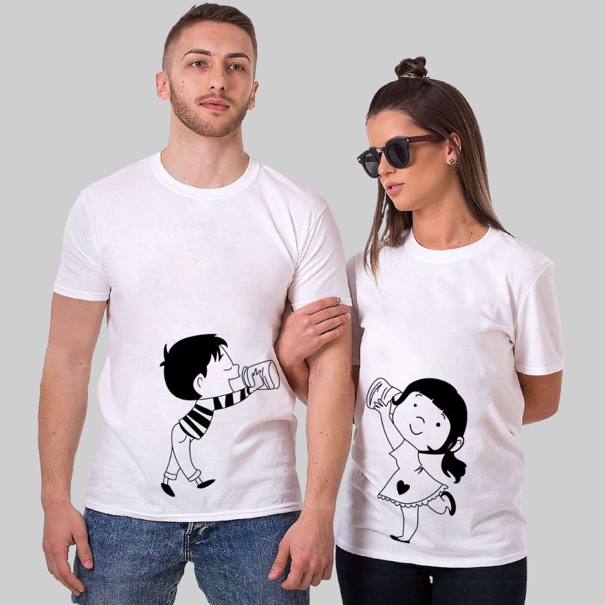 MYSTIQUE.ID-BAJU KAOS COUPLE TELEPON KALENG T-SHIRT LUCU DAN AESTHETIC