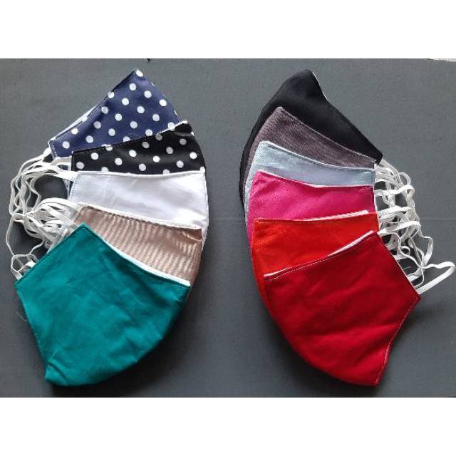 Masker kain model earloop biasa dan hijab 3 lapis / non