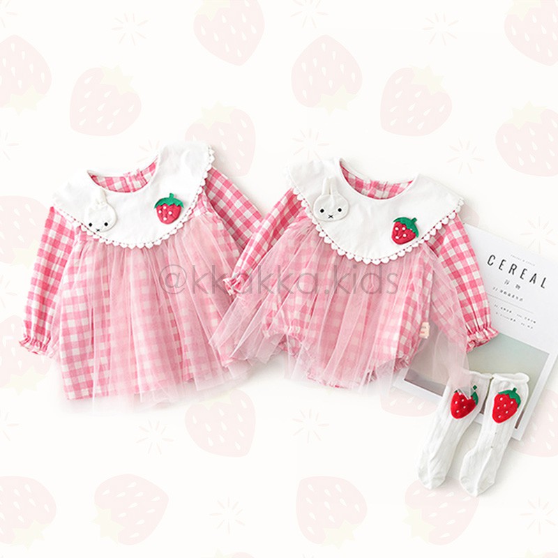 Ichigo Gingham Dress GINGHAM TUTU DRESS atasan anak baju IMPORT anak Ichigo romper