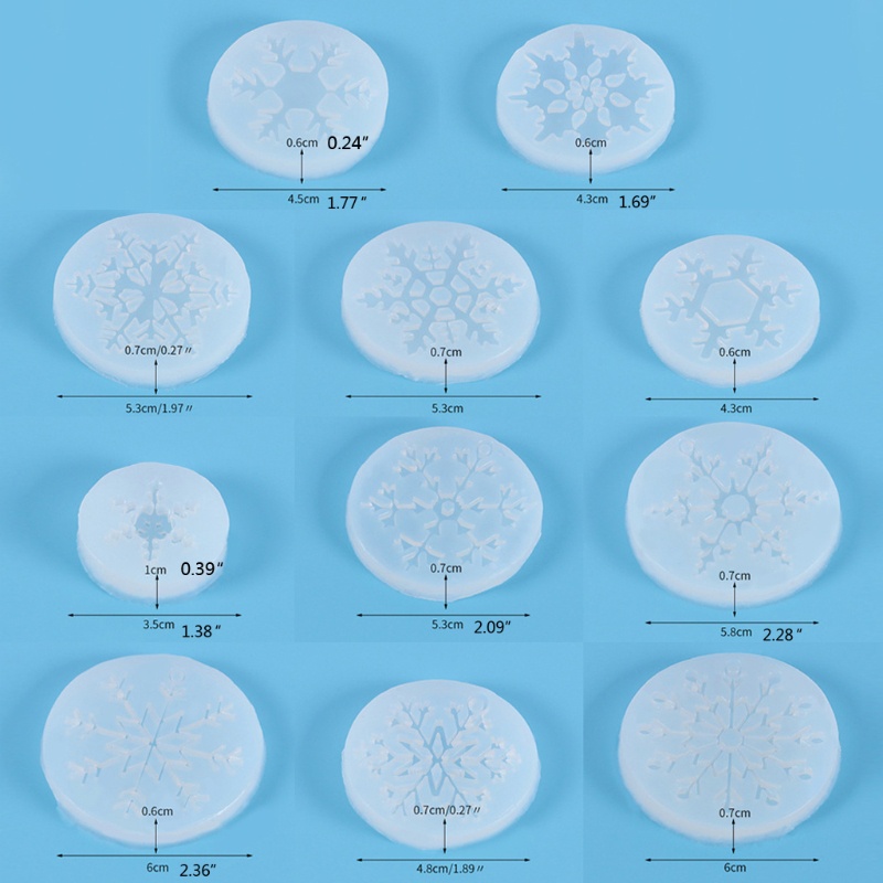 SIY  11Pcs Snowflake Resin Molds Snowflake Pendant Silicone Casting Molds Epoxy Resin Christmas Props Decorations DIY Crafts