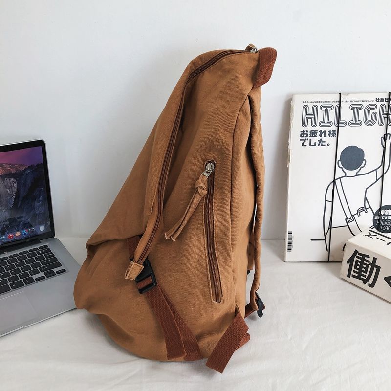 ✇♞❁Sera Kanvas Ransel Wanita Jepang dan Korea Minoritas Warna Solid Unprinted Ransel Menggantungkan Kapasitas Besar Tas Sekolah Siswa Pria Gaya Harajuku