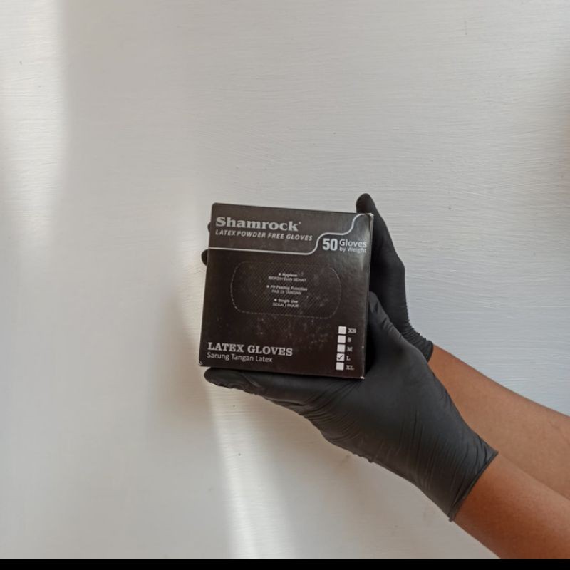Shamrock glove/Sarung Tangan Latex Hitam/Shamrock Gloves Black