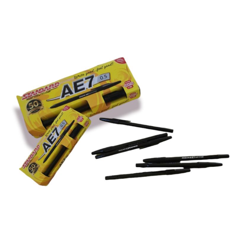 

Pen Standard AE7 Bolpoint Pulpen Hitam Standard Pulpen 1 pack gratis 1pcs Pen Murah