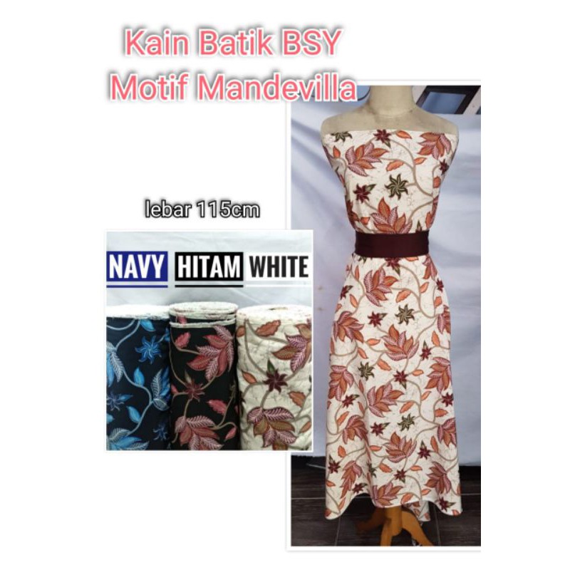 Bahan Kain Batik Halus BSY motif Mandevilla / Kain BSY Murah Meteran