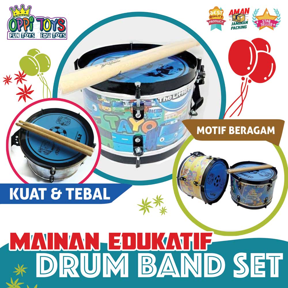 Mainan Drum Anak Marching Band | Drum Musik Edukasi Anak + Stik | Alat Musik Anak