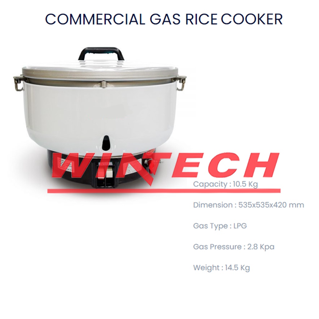 Wintech GRC-16L Gas Rice Cooker 16 Liter - Penanak Nasi Pakai Gas Low Pressure Kapasitas 10,5 Kg - C
