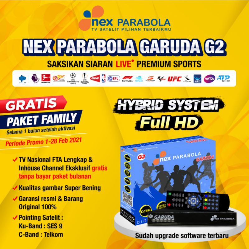 Receiver Nex Parabola GARUDA G2 Biru Hybrid C Band Ku Band