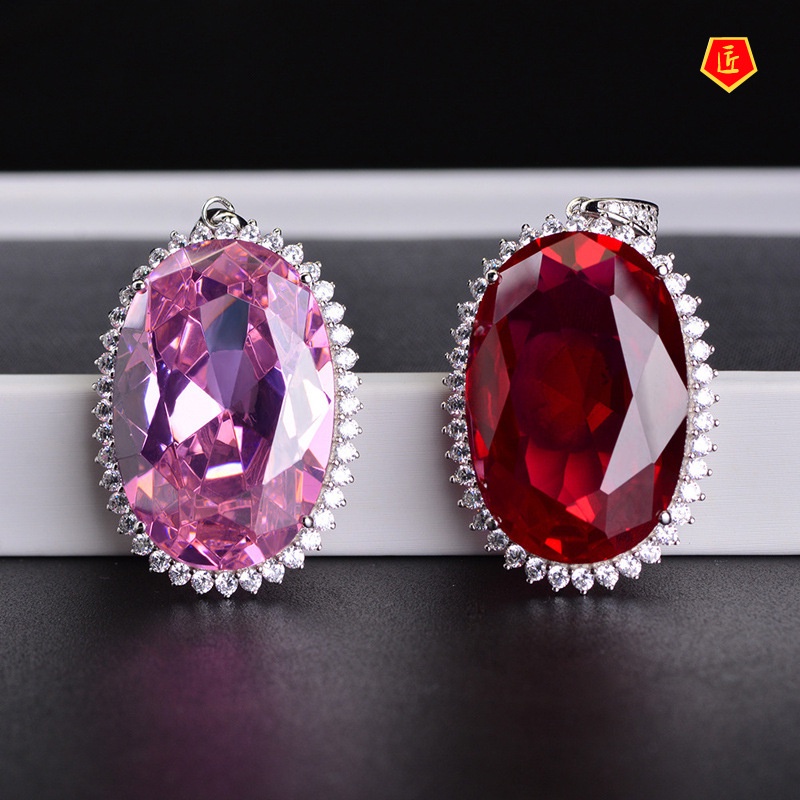 [Ready Stock]5 Karat Super Flash Pink Diamond Pendant European and American Luxury Ruby