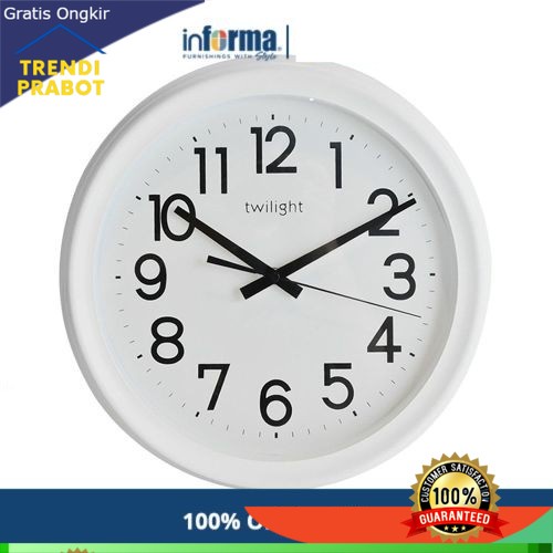 JAM DINDING PUTIH DEKORASI RUANGAN JAM DINDING DIAMETER 35CM PUTIH INFORMA