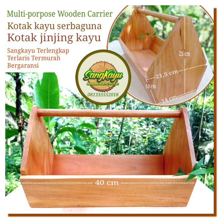 Multi-porpose Wooden Carrier keranjang kotak jinjing kayu serbaguna