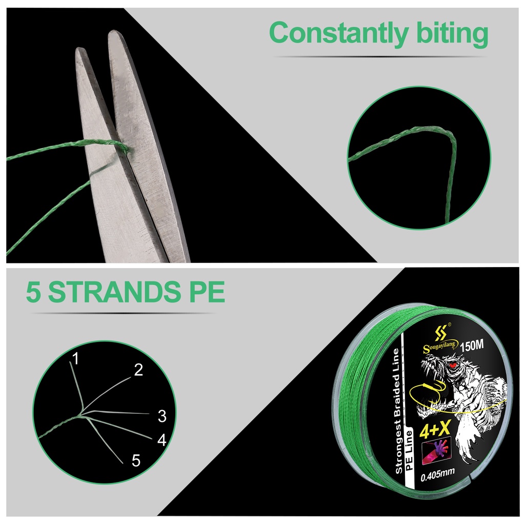 Baru 150 M 4 + 1 X Strands PE Pancing Halus dan Mengkilap Kualitas Tinggi Harga Rendah untuk Air Tawar/Air Asin Pancing (22-81.7LB)