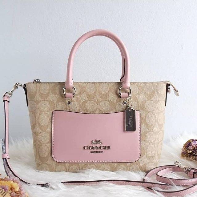 Tas Coach Mini Emma Satchel Light Khaki Carnation