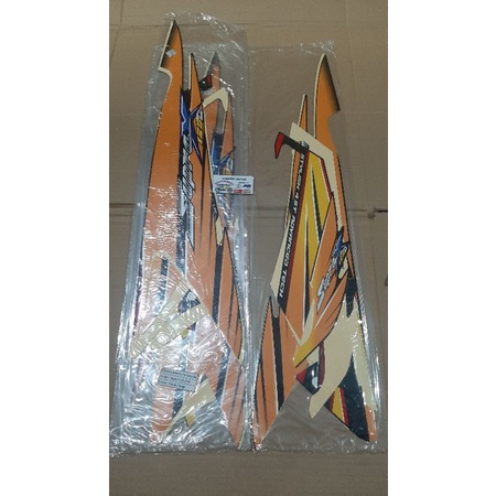 STIKER STRIPING LES BODY MOTOR HONDA SUPRA X 125D 2005 2006 HITAM ORANGE