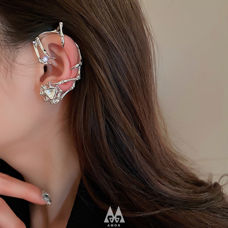 Anting Tusuk Gantung Desain Sarang Laba-Laba Hias Berlian Gaya Eropa / Amerika Untuk Wanita