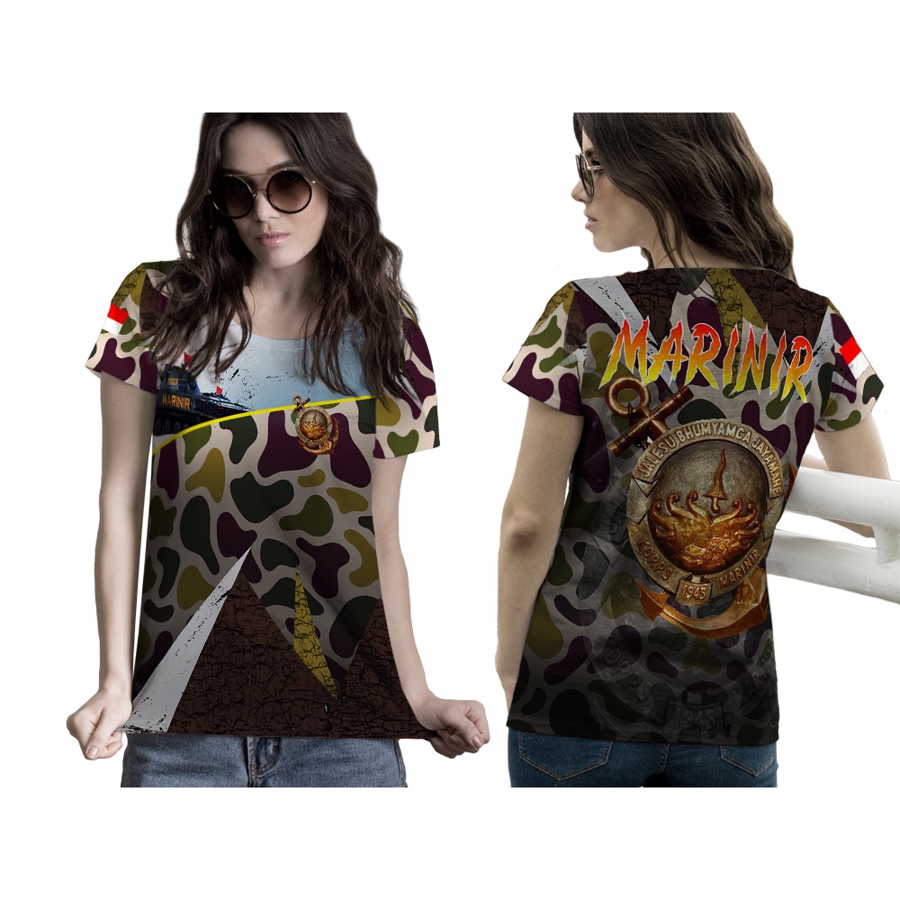 KaosArmy - Kaos Marinir Wanita | Kaos Marinir FullPrint | Kaos Marinir