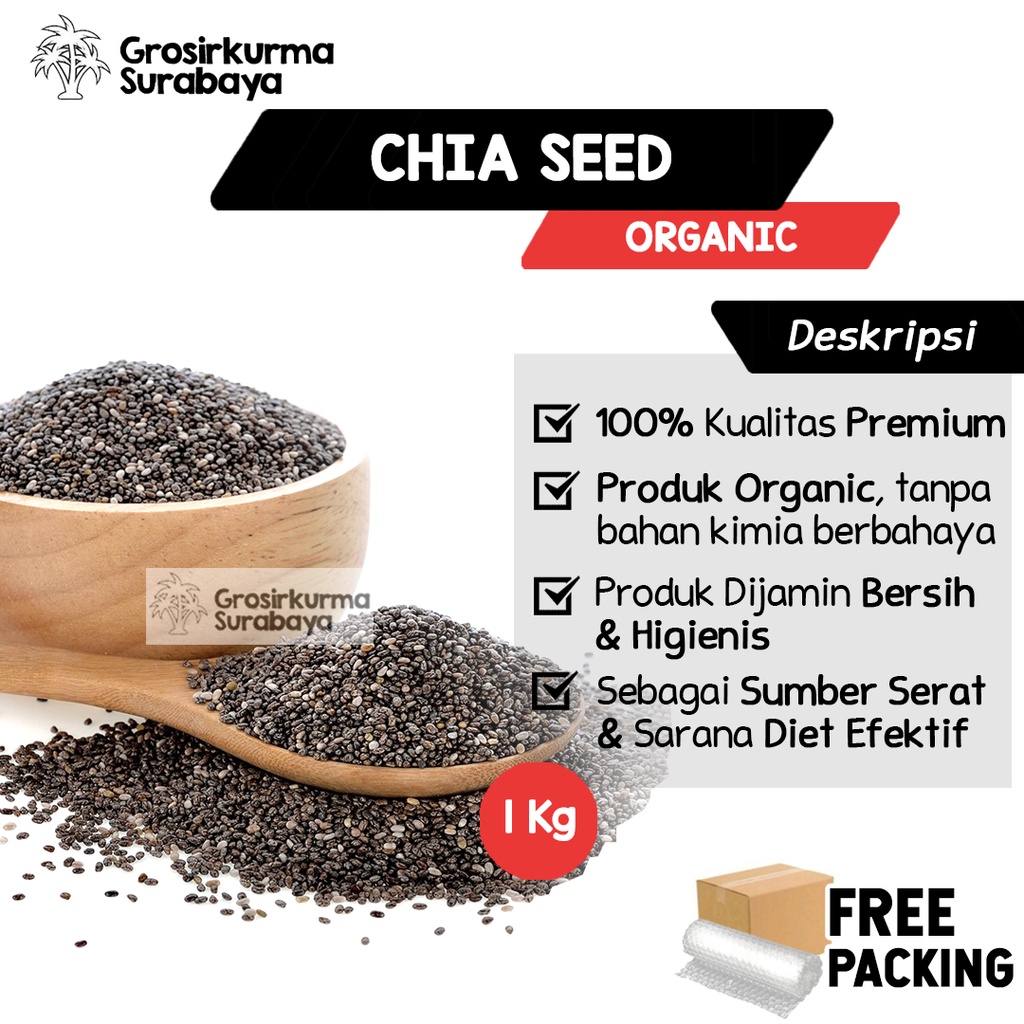 Black CHIA SEED Premium 1kg Bagus Untuk Diet Sehat Ala JSR Antioksidan Dari Mexico Chiaseed Chiaseeds