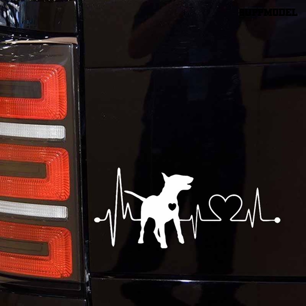 Stiker Mobil Motif Gambar Anjing Bull Terrier Elektrokardiogram