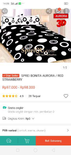 Sprei Bonita Aurora / Magnum / Brown Rose / Melanie 160 180