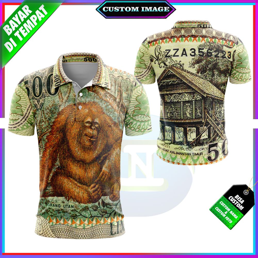 Kaos Baju Pria Uang 500 Lima Ratus Rupiah Fullprint Custom Desain Motif Unik Terbaru