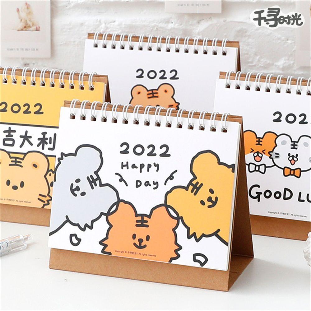 Lanfy Kalender Meja2022 Planner Aksesoris Kartun Perlengkapan Kantor2022Kalender Meja Mini Dual Jadwal Harian Table Planner Monthly Planner Table Calendar