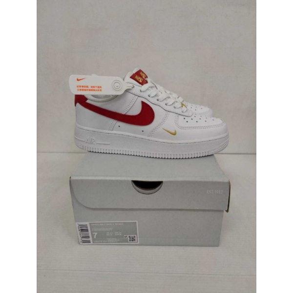nike air force 1 low essential gym red mini swoosh (w)-white/gym red CZ027-104 100% authentic