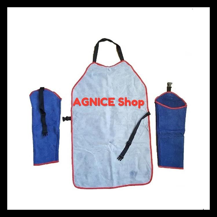 Apron Las Set Gosave Bahan Kulit Celemek Las Pelindung Badan N Tangan Kode 926 Shopee Indonesia