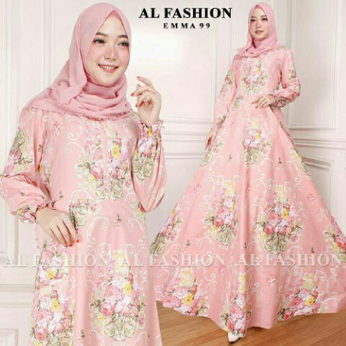 Maxi Emma (-99)- Baju Muslim Wanita Gamis Kekinian Terbaru - Biru Muda