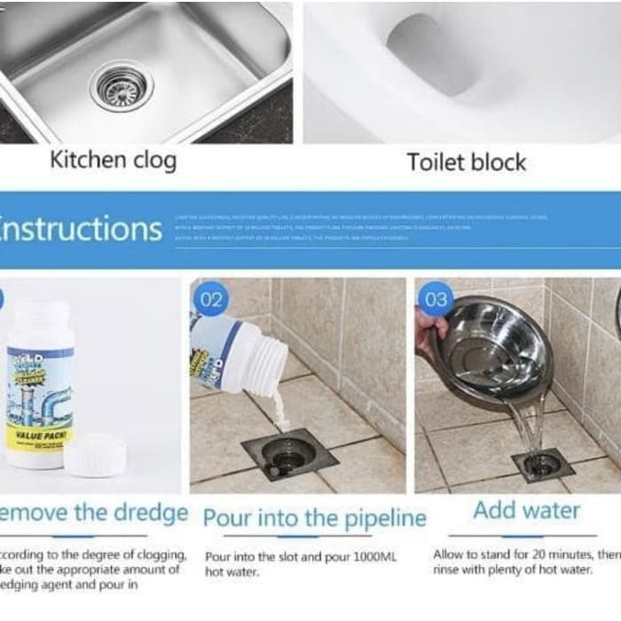 Magic Foam Bebas Mampet Sink and Drain bubuk wild tornado pembersih saluran pipa septik