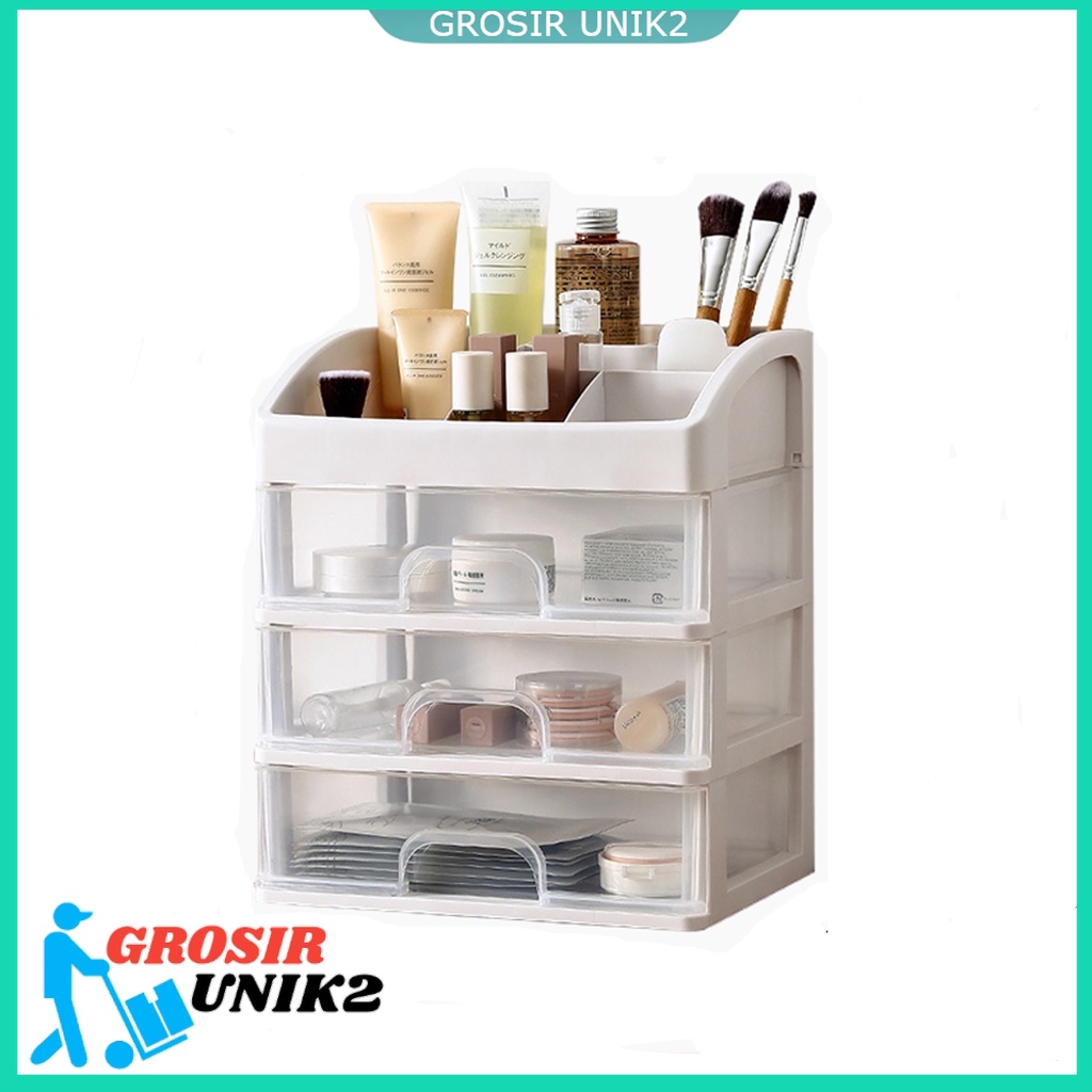 Rak Kosmetik SUSUN 3 LACI - Tempat Make Up Multifungsi Desktop Storage MURAH