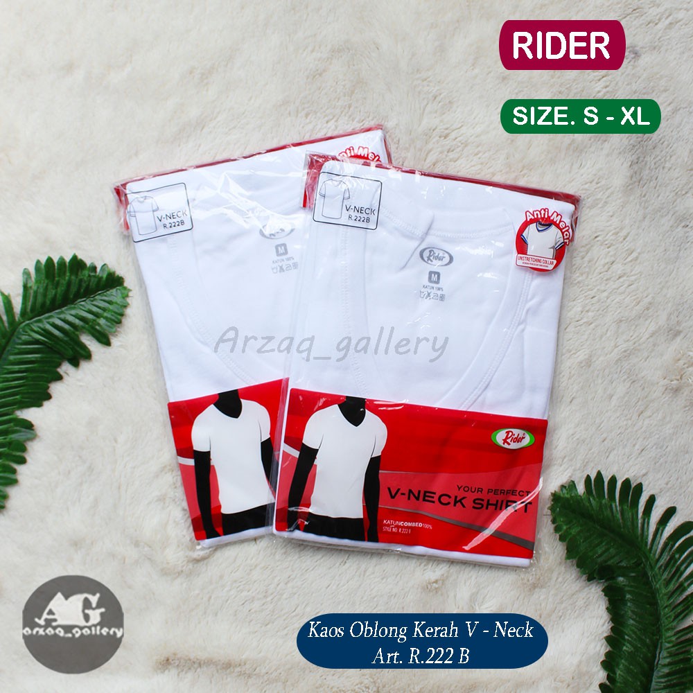 Oblong Rider V-Neck PUTIH / HITAM | Kaos Oblong Pria Rider R.222B  V-Neck Pria Putih | Kaos | Oblong