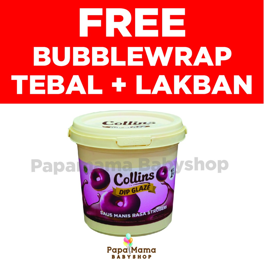 Collins Dip Glaze 1kg Strawberry, Tiramisu, Cappucino, Green Tea, Cheese, Chocolate - Selai Topping Donat Bolu Kue Coolins Colins