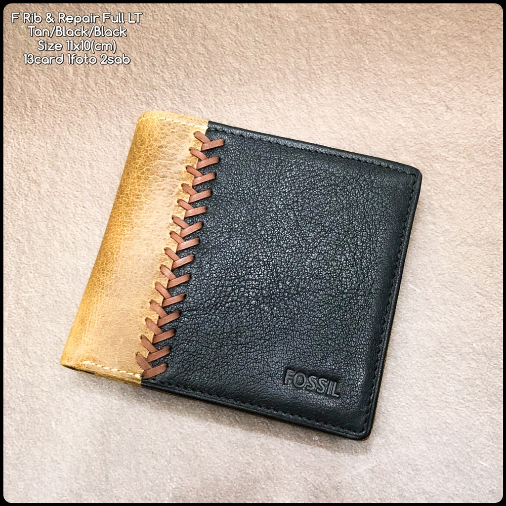 dompet kulit F rib &amp; repair FULL LT tan black black replica bahan kulit sapi asli