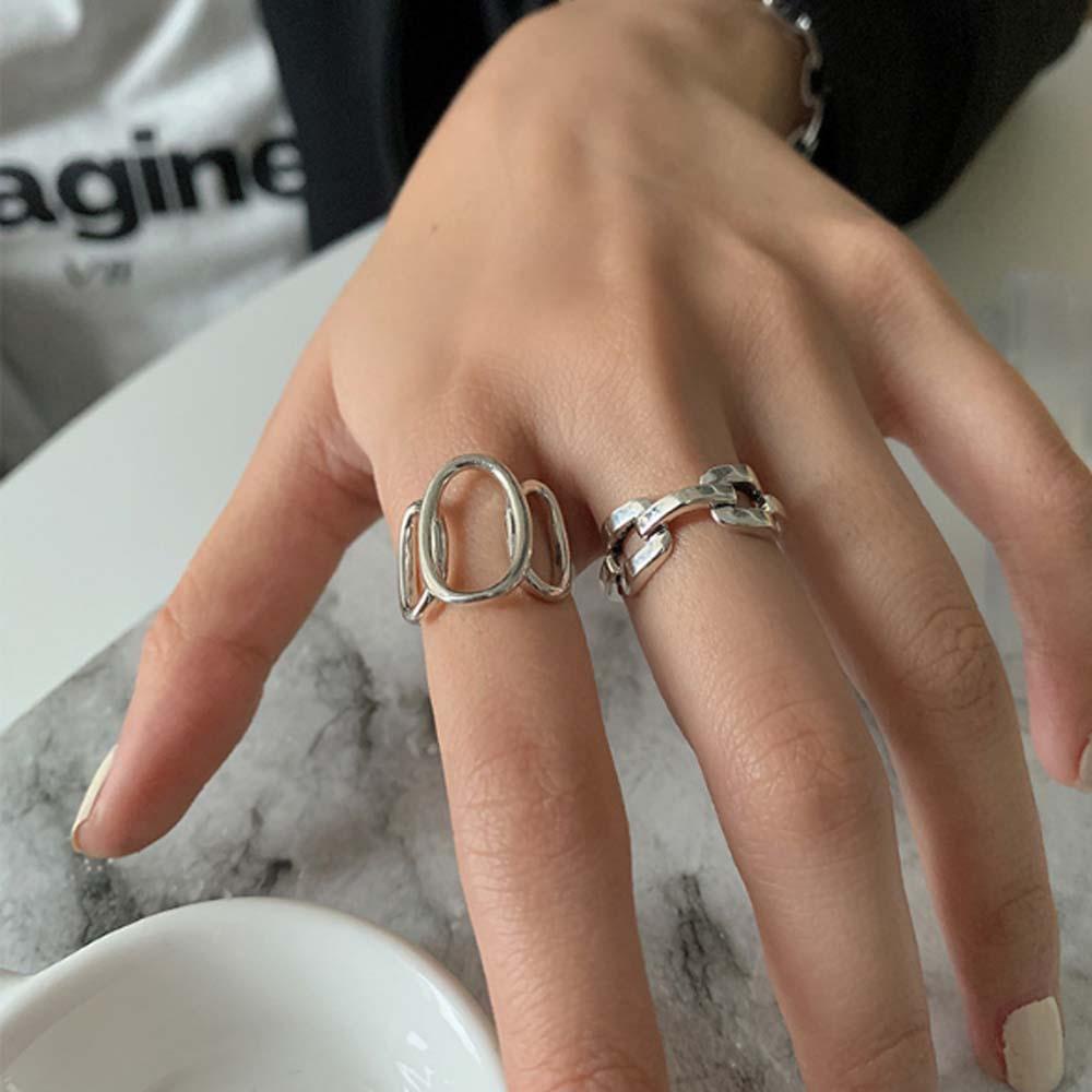 Mxbeauty Cincin Terbuka Hiphop Sederhana Wanita Berongga Gadis Korea Fashion Perhiasan