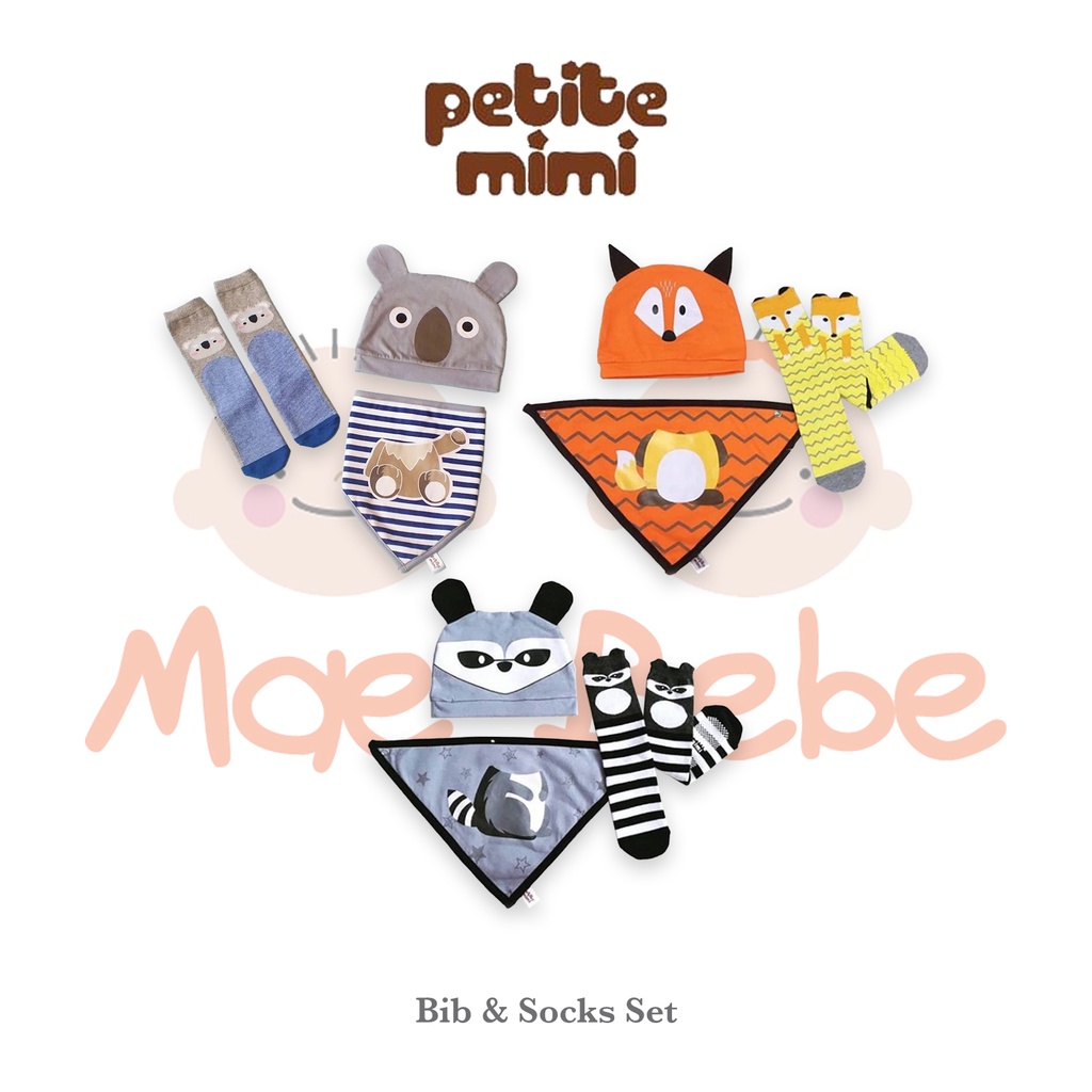 Petite Mimi Cap Bib Sock Celemek Kaos Kaki Topi Set