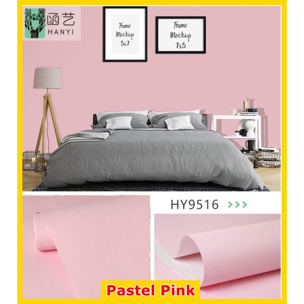 WALLPAPER DINDING 45CM X 9.5 M STIKER DINDING PASTEL PINK SOFT