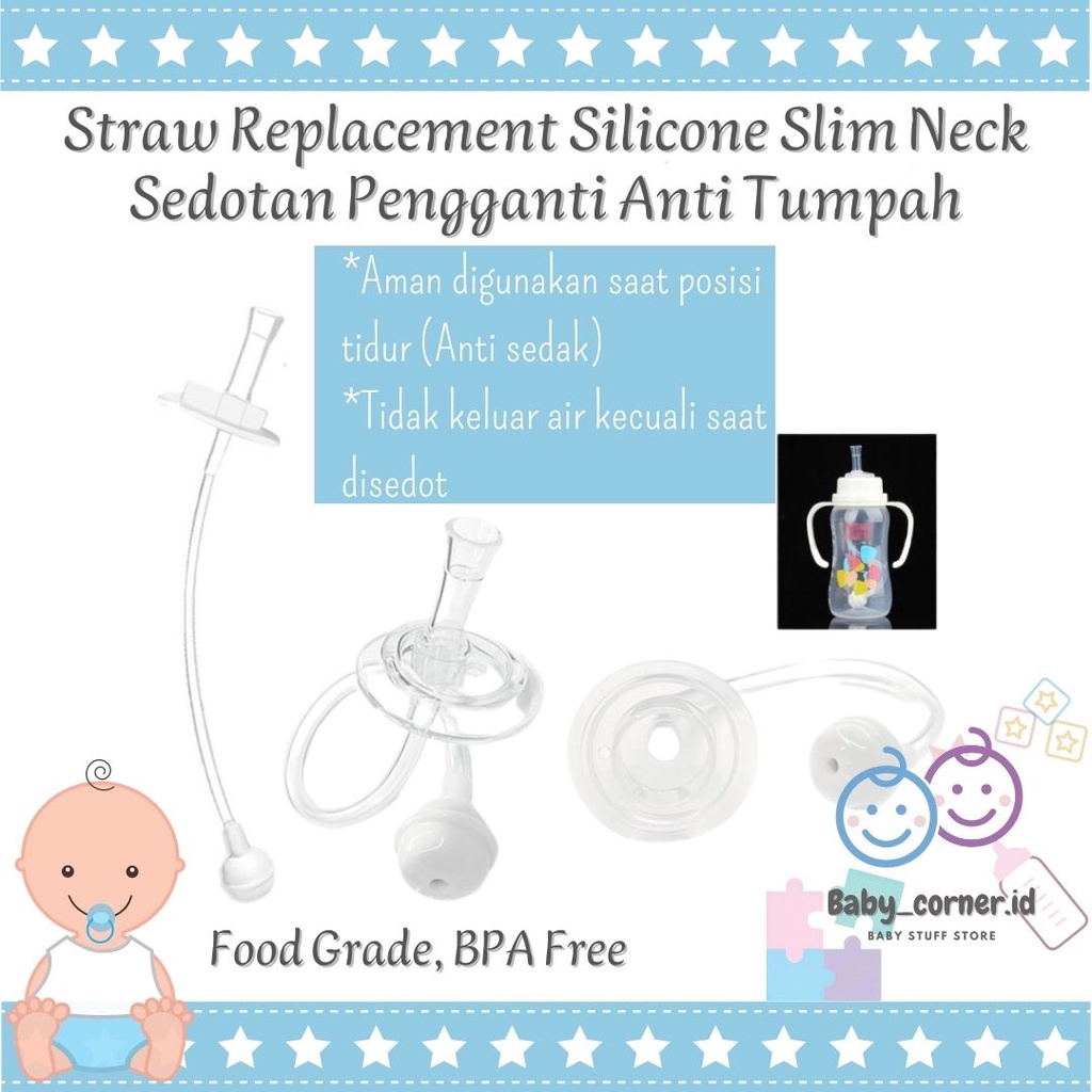 Straw replacement silicone slim neck | sedotan duckbill pengganti dot universal botol susu | straw replacer