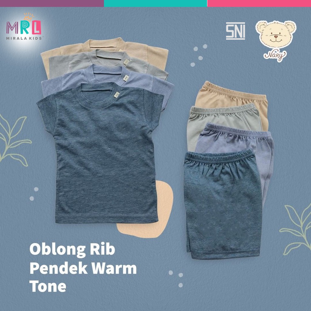 Nary Setelan Kaos Oblong Tipis dan Celana Pendek - Sleeve Tee seri Denim Warm Tone SNI