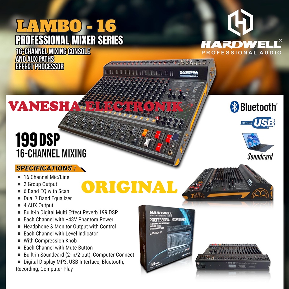 MIXER AUDIO Hardwell LAMBO 16 MIXER PROFESIONAL ORIGINAL HARDWELL