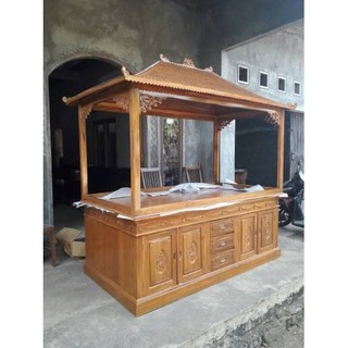  meja  aquarium  kayu jati natural cantik  elegan murah 