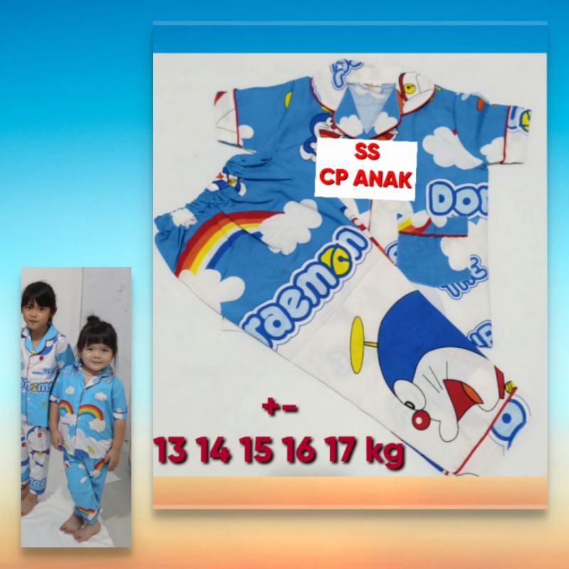 baju tidur anak setelan celana panjang lengan pendek piyama set couple motif katun jepang karakter