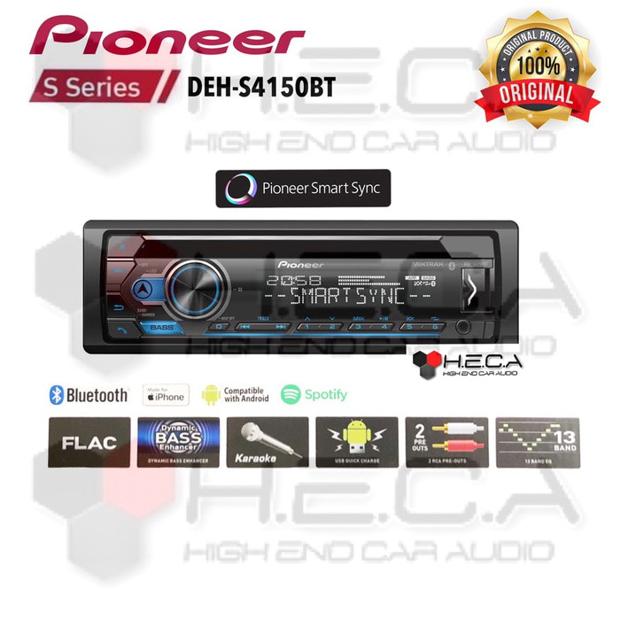 AUDIO MOBIL Pioneer DEH-S4150BT Bluetooth Single Din Tape Mobil Audio DEH S4150 BT