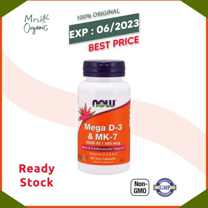 NOW FOODS MEGA D-3 MK-7 5000 IU 180 MCG D3 MK7 K2 K-2 Vitamin Vit Lc