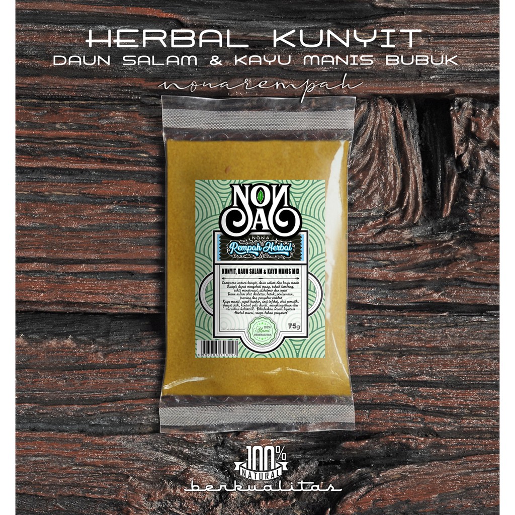 

Kunyit | Daun Salam | Kayu Manis | Bubuk Herbal Murni 75 Gram