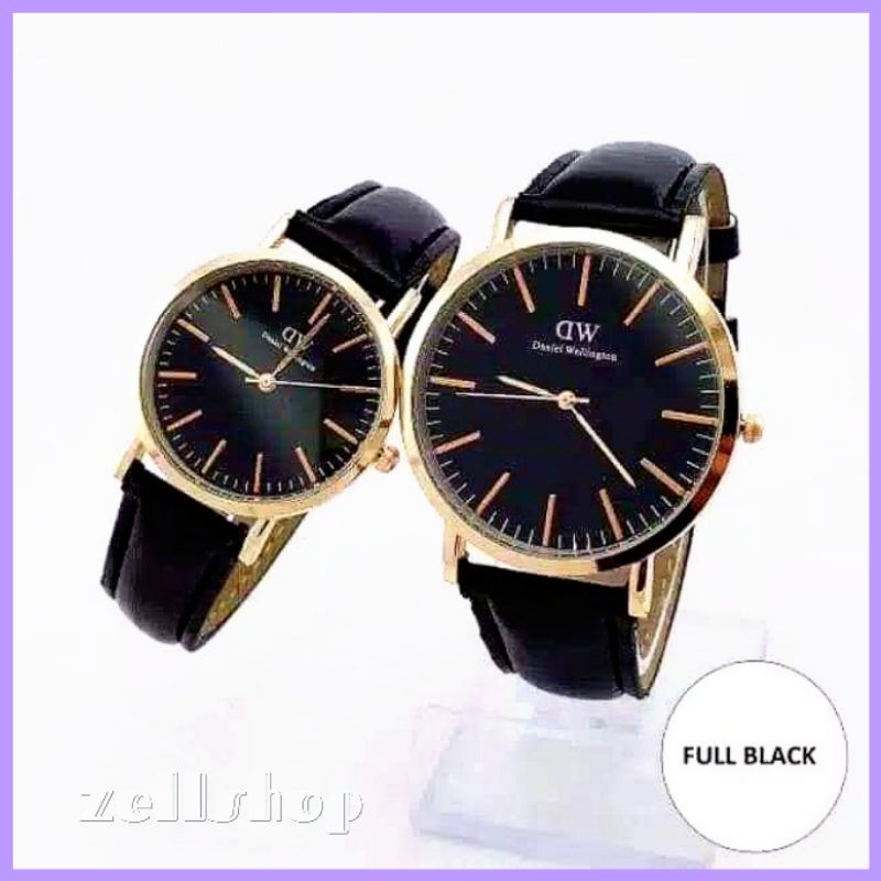 Jam tangan couple tali kulit / jam couplean cewek cowok unisex by zellshop