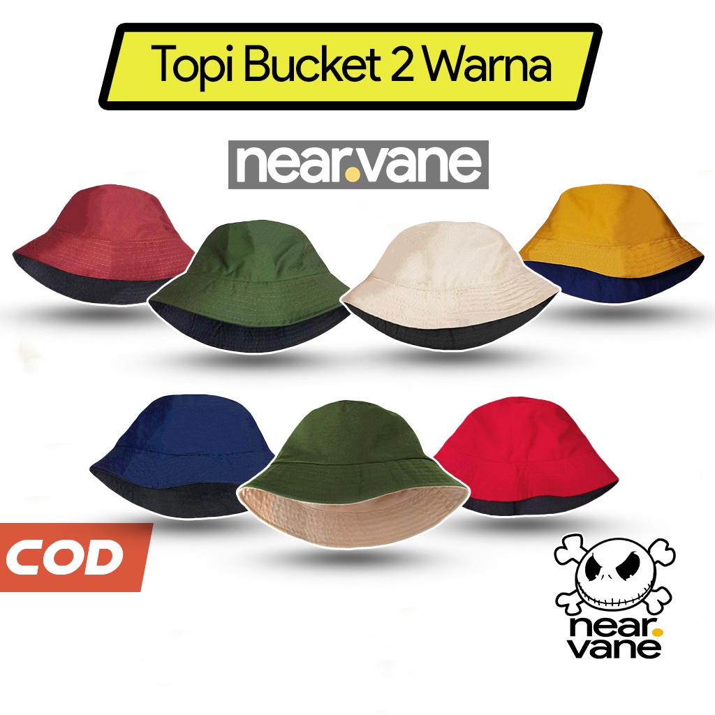 Topi Bucket Hat Bolak Balik Polos Model Korea Pria Wanita Unisex Ukuran Dewasa Bahan Premium