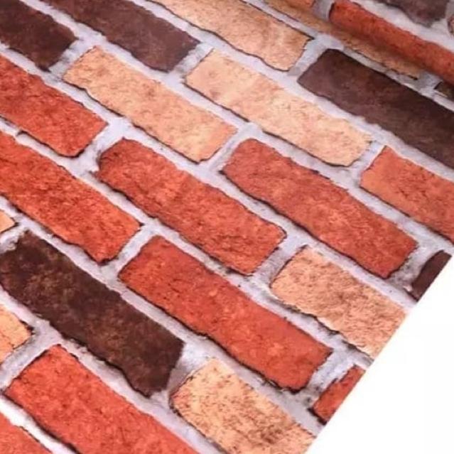 ☃ Wallpaper Dinding Bata Warna Warni List Putih Panjang 10m x Lebar 45 cm ➸