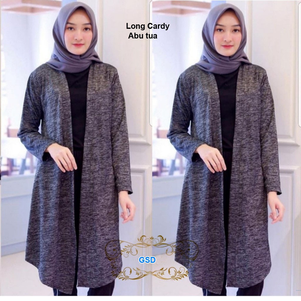 Longcardi/long cardigan muslimah/casual outwear hijabes murah/fashion cardigan hijab looks terbaru