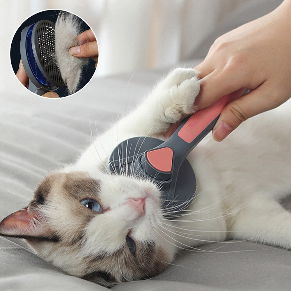 Sisir Bulu Anjing Kucing Dengan Tombol Otomatis / Sisir Bulu Hewan Anjing Kucing Pet Hair Comb Hair Removal Grooming