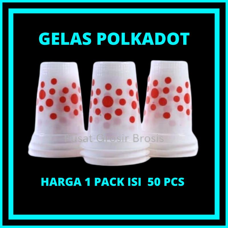 COD-50pcs gelas plastik bola ondel polkadot merah cup 200ml / Gelas plastik cup bola-bola /gelas pla