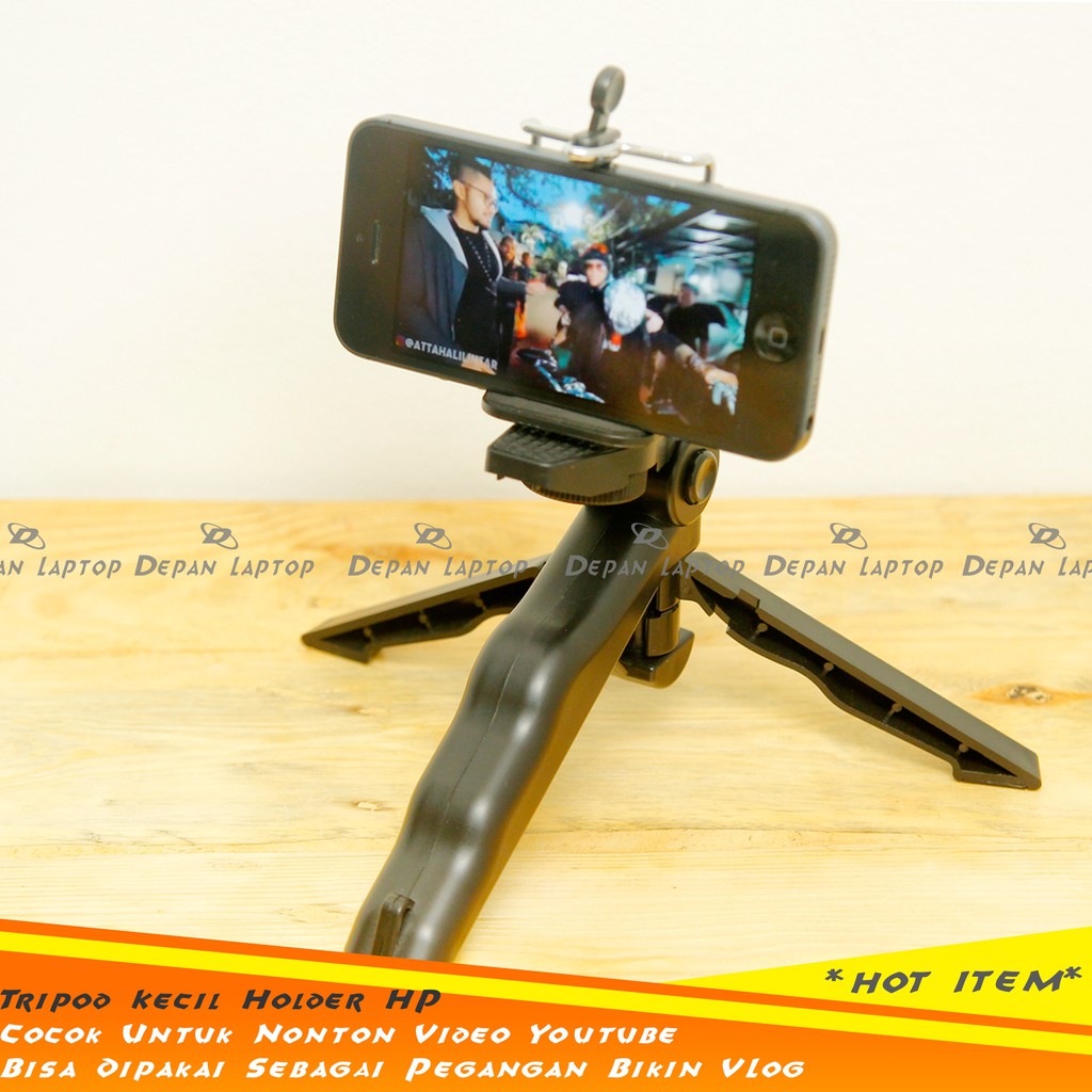 Tripod Kecil 2in1 Dengan Holder HP Kamera Pocket DSLR Untuk Vlog Nonton Video